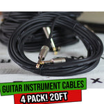 Guitar Cord Instrument Cable 4 Wires 1/4 Jack Electric Bass Music Straight Patch