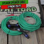 Speakon Cables 25 FT 2 PACK 12 AWG Wires -FAT TOAD Speaker Cords Pro Audio Stage