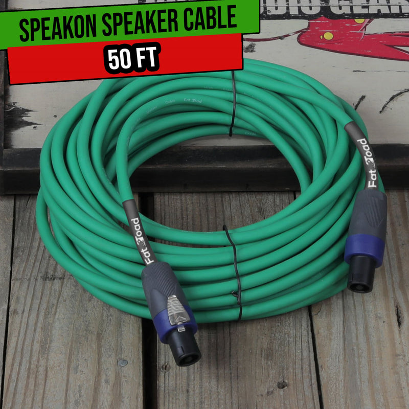 Speakon Cable Speaker Cords 50 FT - FAT TOAD 12 AWG DJ Wires Studio Audio Stage