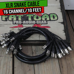 XLR Snake Cable Patch - 16-Channel 10ft Pro Audio Mic Cord Mixer Sound Stage PA