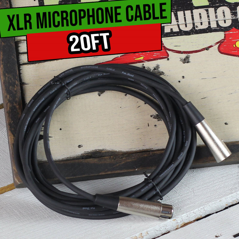XLR Microphone Cable 20FT - FAT TOAD Mic Cord Female Male 3 Pin Recording Wire