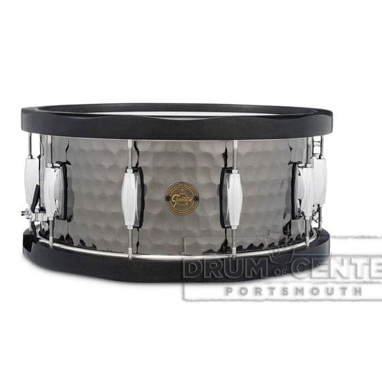 Gretsch Full Range Hammered Black Steel Snare14x6.5 w/Wood Hoops