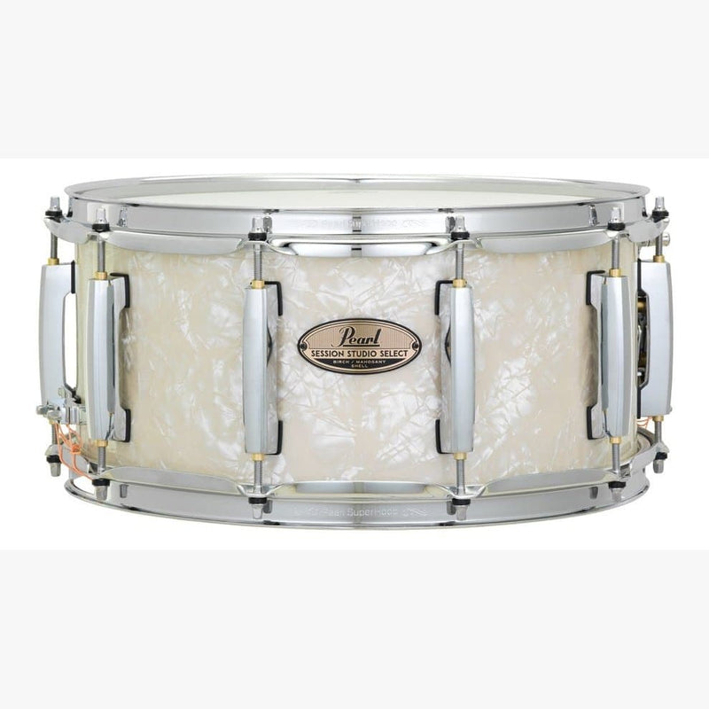 Pearl Session Studio Select 14x6.5 Snare Drum Nicotine White Marine Pearl