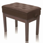 Adjustable Piano Brown PU Leather Bench by GRIFFIN - Vintage Stylish Design, Heavy-Duty & Ergonomic Keyboard Stool - Comfortable Seat & Hidden Storage