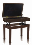 Adjustable Piano Brown PU Leather Bench by GRIFFIN - Vintage Stylish Design, Heavy-Duty & Ergonomic Keyboard Stool - Comfortable Seat & Hidden Storage