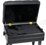 Genuine Leather Adjustable Piano Bench by GRIFFIN - Black Solid Wood Vintage Style & Heavy-Duty Ergonomic Keyboard Stool - Cushion Seat With Storage