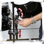 Double Tom Drum Stand with Cymbal Arm by GRIFFIN - Drummers Percussion Set Hardware with Dual Drum Mounts - Tom Holder with Double Braced Legs