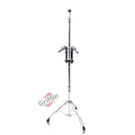 Double Tom Drum Stand with Cymbal Arm by GRIFFIN - Drummers Percussion Set Hardware with Dual Drum Mounts - Tom Holder with Double Braced Legs
