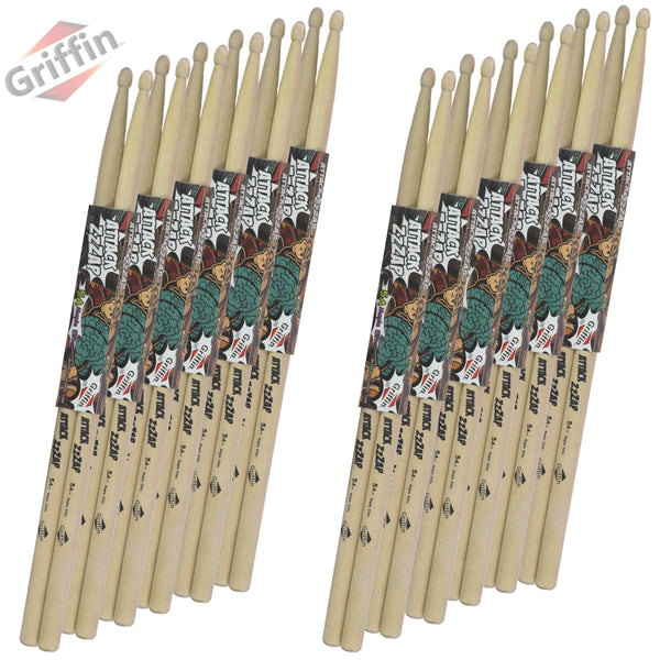 Griffin Maple Wood Drum Sticks: Durable Responsive Drummer Sticks ...