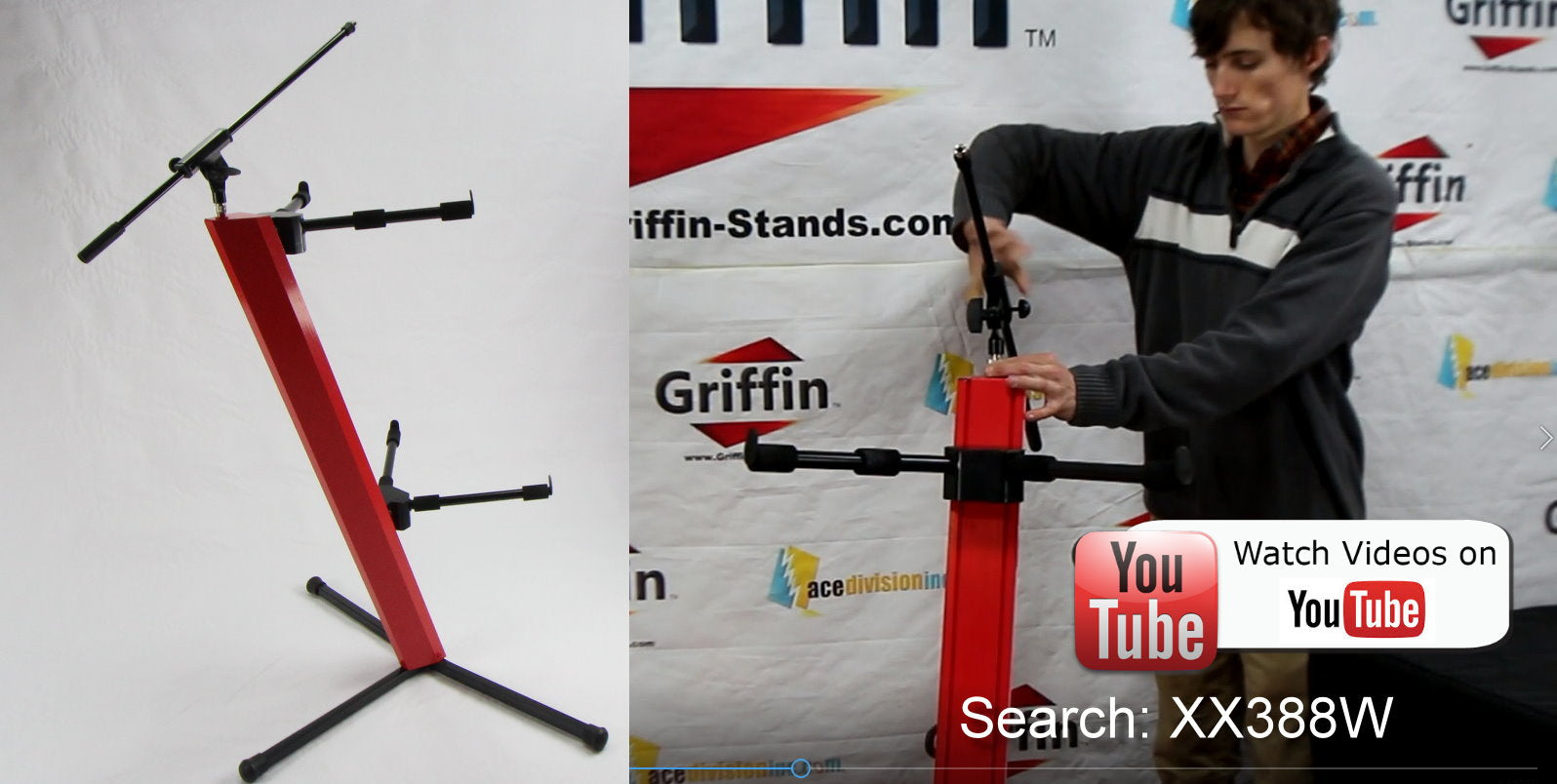 Column Keyboard Stand Red 2Tier DJ Keyboard Stand