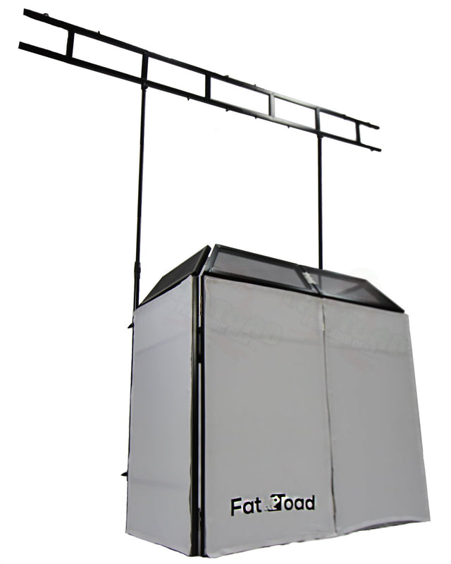 DJ Booth Tabletop With 8FT Lighting Truss Stand Package by FAT TOAD - Foldable Panel Portable Stage Platform Facade Scrim Cover, Video Light Display