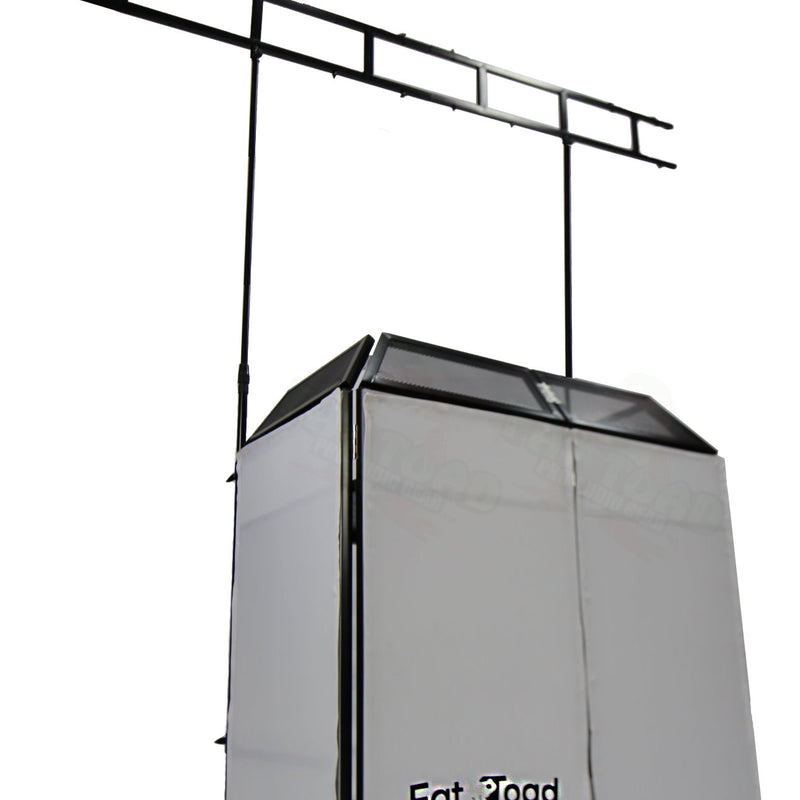 DJ Booth Tabletop With 8FT Lighting Truss Stand Package by FAT TOAD - Foldable Panel Portable Stage Platform Facade Scrim Cover, Video Light Display