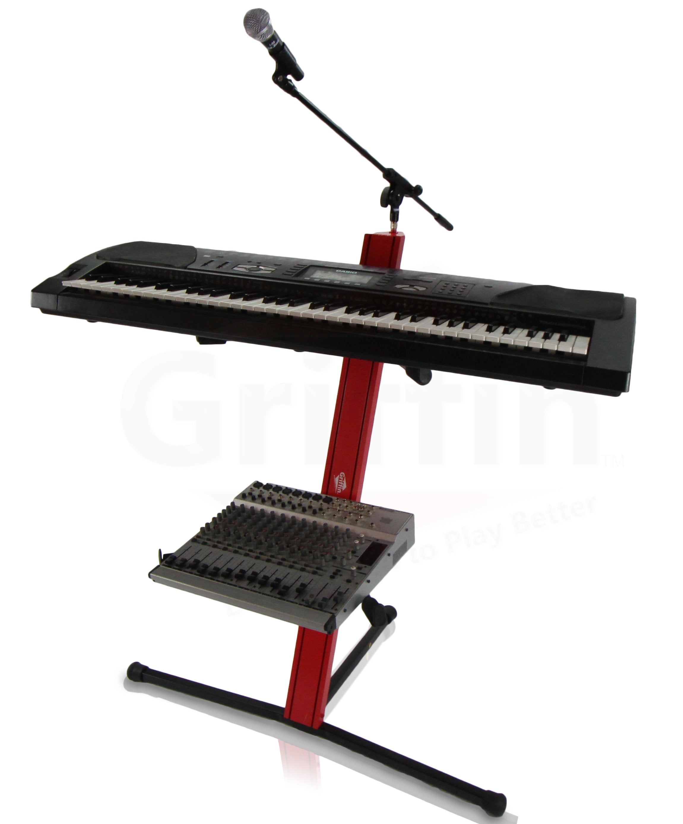 Column Keyboard Stand | Red 2-Tier DJ Keyboard Stand - GeekStands.com