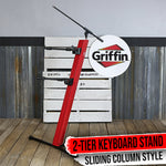GRIFFIN Two Tier Column Keyboard Stand – Mic Boom 2 Arm Double Mount Studio Gear