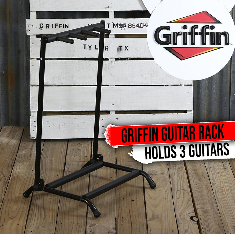 3 Guitar Rack Stand – Folding Three Multiple Stage Storage Bass Holder Mount DJ